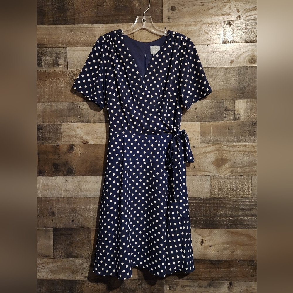 Vintage Rabbit Rabbit Rabbit Designs Navy Blue Polka Dot Dress